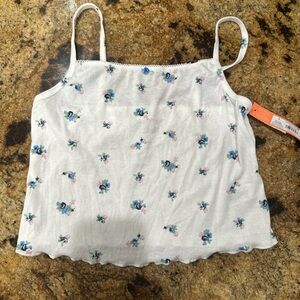 Colsie White Tank with Floral Accents